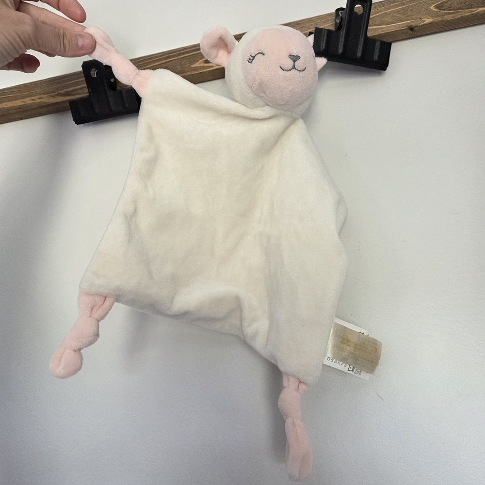 Dan Dee Baby Lamb Lovey Security Blanket Knotted Rattle Pink Cream Plush toy